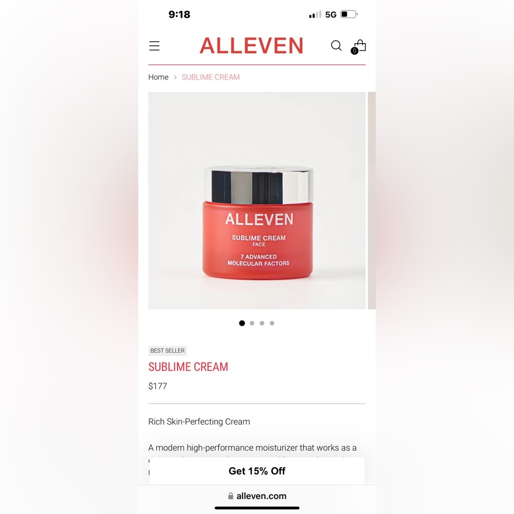 Alleven Sublime Cream Face Moisturizer NIB